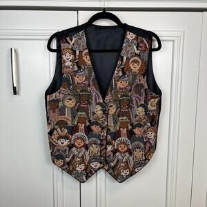 VTG 90s Y2K Grandma Tapestry Vest Reversible
